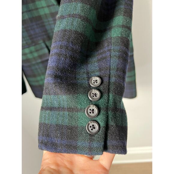 Vintage 90s Lauren Ralph Lauren Plaid Wool Cashmere Blazer Womens Size 6 Holiday - Picture 7 of 10